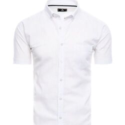 Textil Muži Košile s dlouhymi rukávy D Street Pánská košile s krátkým rukávem Burdit bílá Bílá