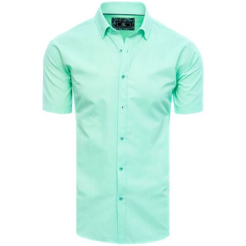 Textil Muži Košile s dlouhymi rukávy D Street Pánská košile s krátkým rukávem Urdik mátová Zelená
