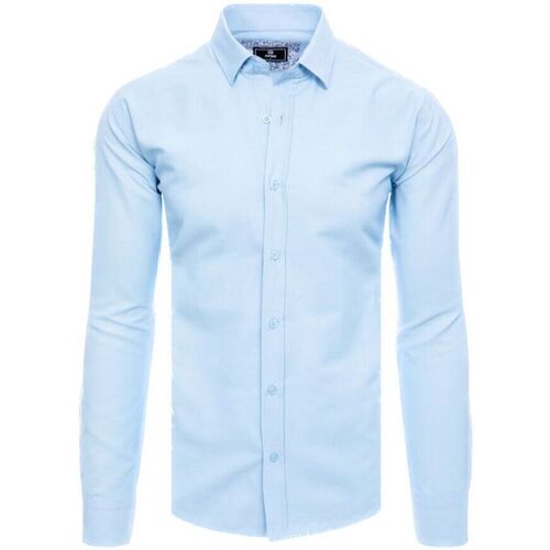 Textil Muži Košile s dlouhymi rukávy D Street Pánská košile s dlouhým rukávem Cladoc blankytná modř Modrá