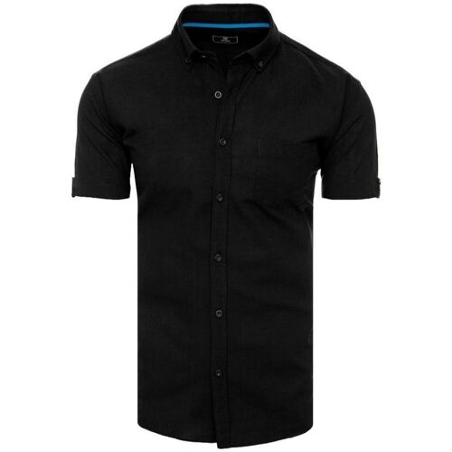 Textil Muži Košile s dlouhymi rukávy D Street Pánská košile s krátkým rukávem Hodd černá Černá