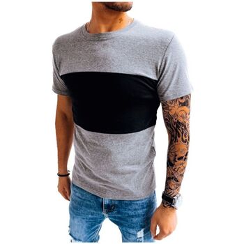 Textil Muži Trička s krátkým rukávem D Street Pánské tričko s krátkým rukávem Leodont tmavě šedá Šedá