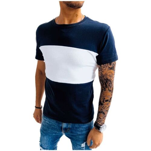 Textil Muži Trička s krátkým rukávem D Street Pánské tričko s krátkým rukávem Briewn tmavě modrá Tmavě modrá