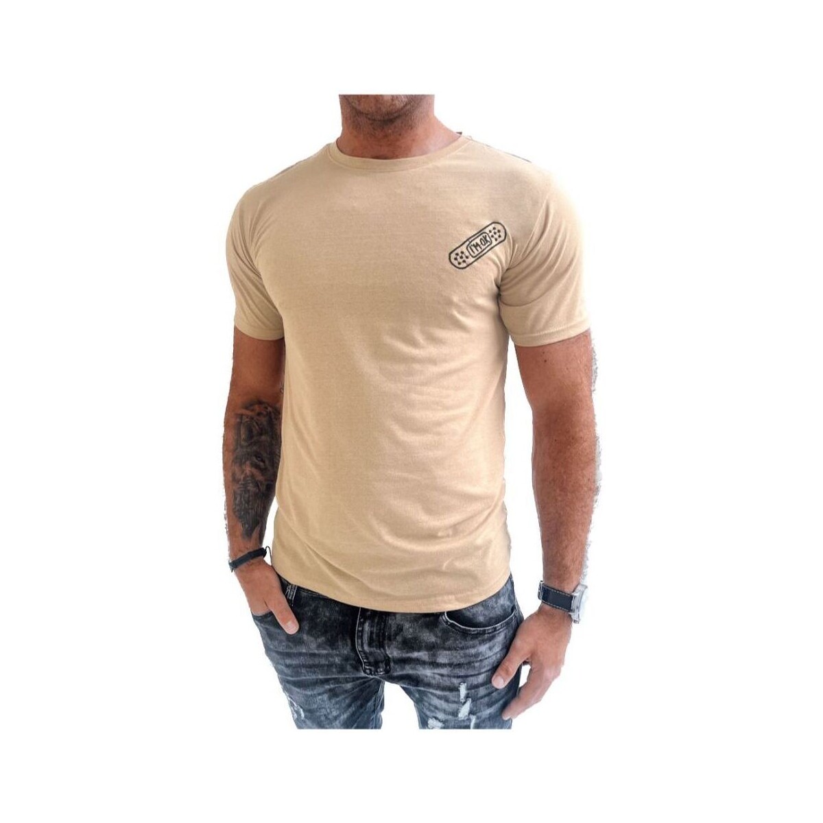 Textil Muži Trička s krátkým rukávem D Street Pánské tričko s krátkým rukávem Guiowlwyd béžová Béžová