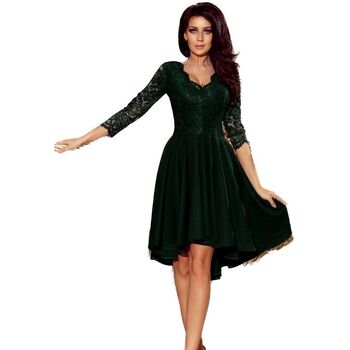Numoco Krátké šaty Dámské krajkové šaty Nicolle tmavě zelená - Zelená