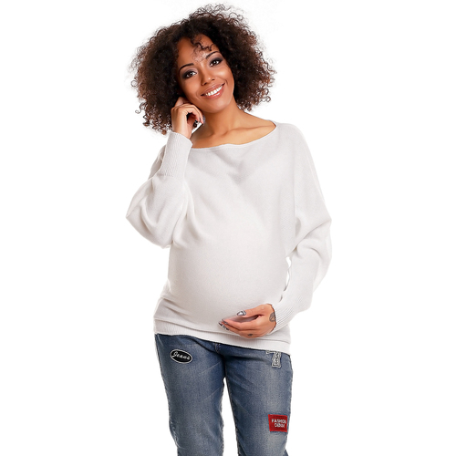 Textil Ženy Svetry Peekaboo Dámský těhotenský svetr Barcs bílá Bílá