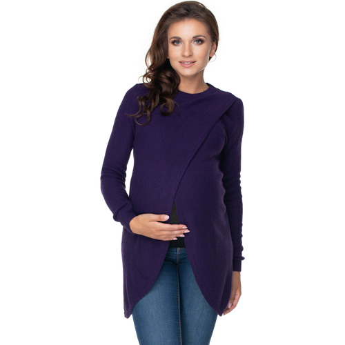 Textil Ženy Svetry Peekaboo Dámský těhotenský svetr Elfronsor fialová Fialová