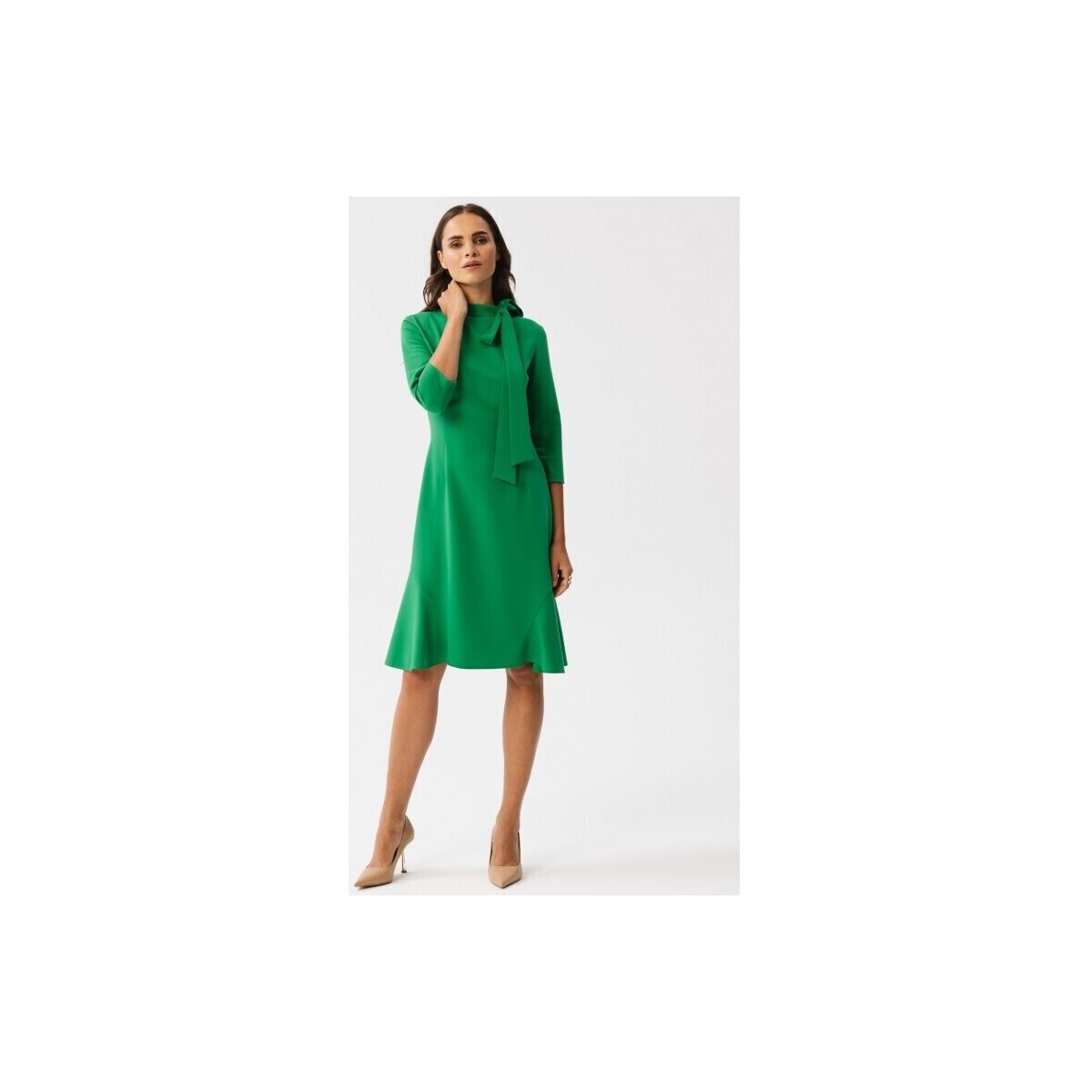 Textil Ženy Krátké šaty Stylove Dámské midi šaty Gwalchakin S346 světle zelená Zelená
