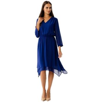Stylove Krátké šaty Dámské asymetrické šaty Spumados S354 chrpově modrá - Tmavě modrá