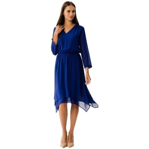 Textil Ženy Krátké šaty Stylove Dámské asymetrické šaty Spumados S354 chrpově modrá Tmavě modrá