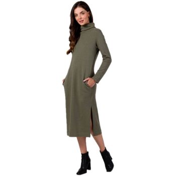 Bewear Krátké šaty Dámské svetrové šaty Kyres B274 khaki - Zelená