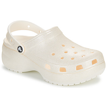 Crocs Pantofle Classic Platform Glitter ClogW - Bílá