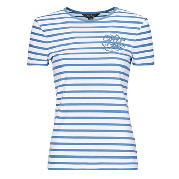 Textil Ženy Trička s krátkým rukávem Lauren Ralph Lauren ALLI-SHORT SLEEVE-T-SHIRT Bílá / Modrá