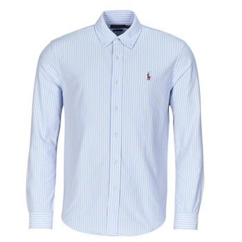 Polo Ralph Lauren Košile s dlouhymi rukáv CHEMISE AJUSTEE COL BOUTONNE EN OXFORD MESH PIQUE - Modrá