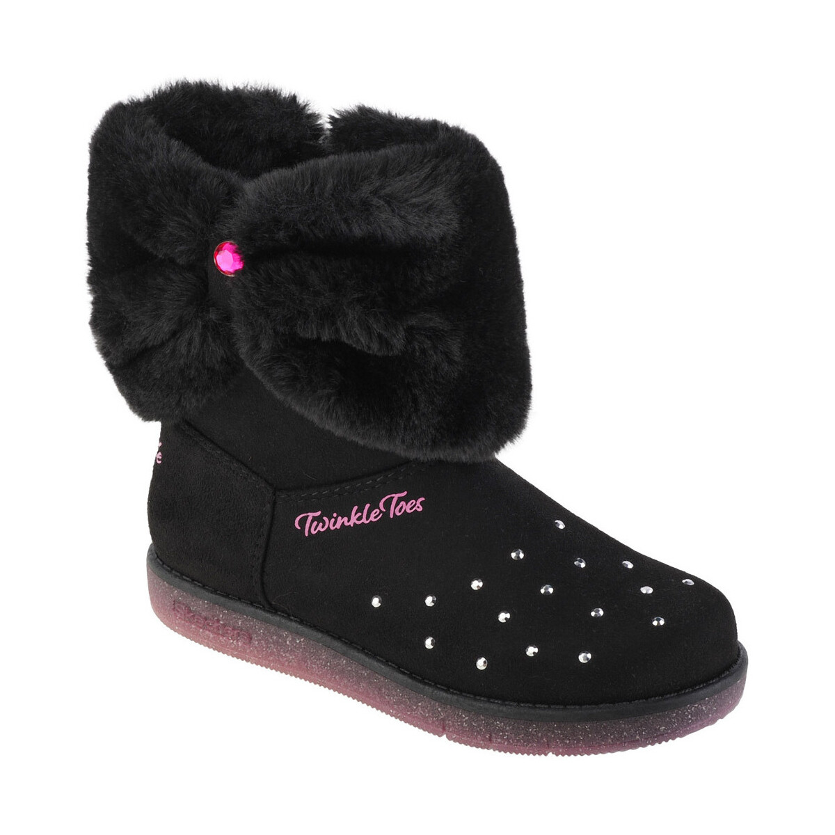Boty Dívčí Kotníkové boty Skechers Glitzy Glam - Cozy Cuddlers Černá