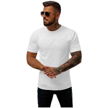 Textil Muži Trička s krátkým rukávem Ozonee Pánské tričko s krátkým rukávem Okuzu bílá Bílá