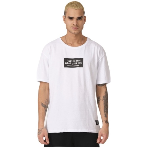 Textil Muži Trička s krátkým rukávem Ozonee Pánské tričko Stuck bílá Bílá