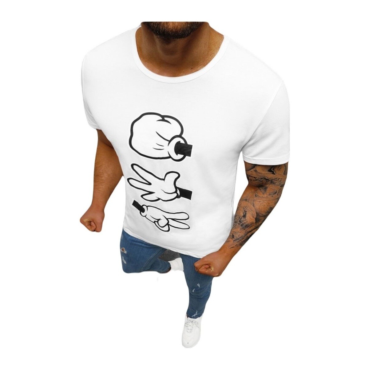 Textil Muži Trička s krátkým rukávem Ozonee Pánské tričko Matron bílá Bílá