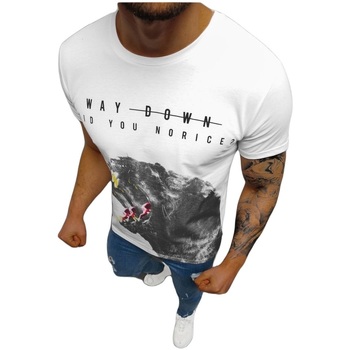 Textil Muži Trička s krátkým rukávem Ozonee Pánské tričko Babbling bílá Bílá