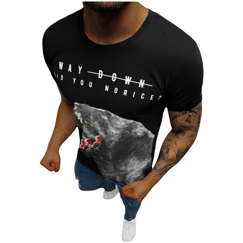 Textil Muži Trička s krátkým rukávem Ozonee Pánské tričko Babbling černá Černá