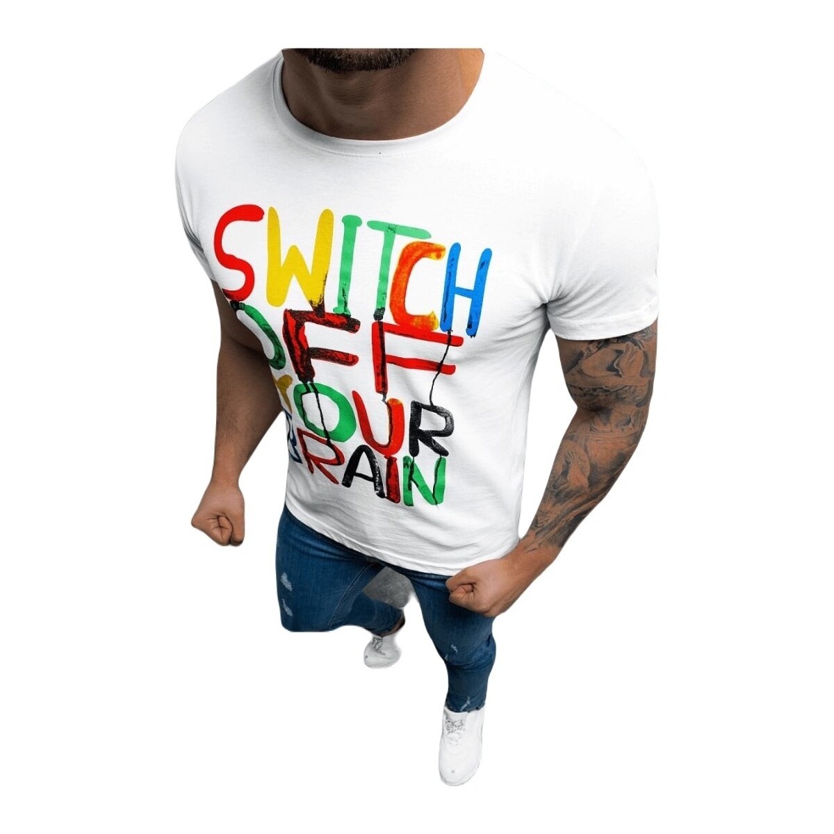 Textil Muži Trička s krátkým rukávem Ozonee Pánské tričko Carrow bílá Bílá