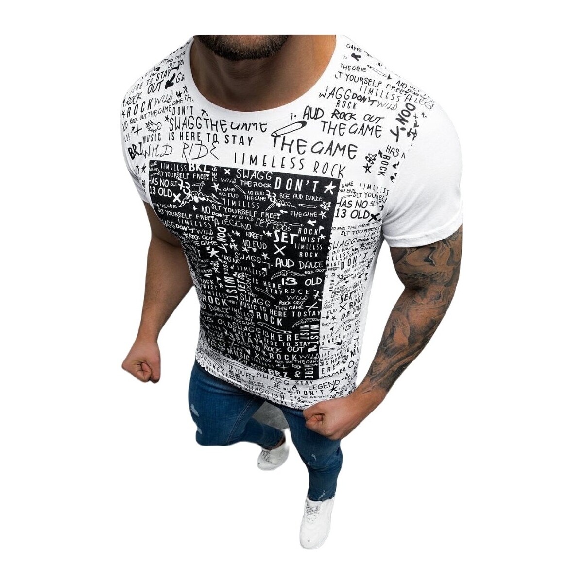 Textil Muži Trička s krátkým rukávem Ozonee Pánské tričko Moly bílá Bílá