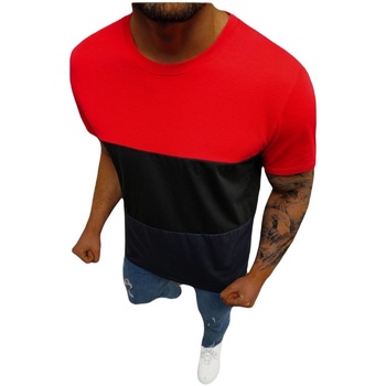 Ozonee Trička s krátkým rukávem Pánské tričko Wheat červená - Červená