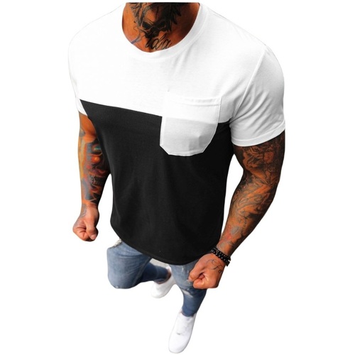 Textil Muži Trička s krátkým rukávem Ozonee Pánské tričko Nivalis bílá-černá Bílá/Černá