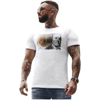 Textil Muži Trička s krátkým rukávem Ozonee Pánské tričko Squill bílá Bílá