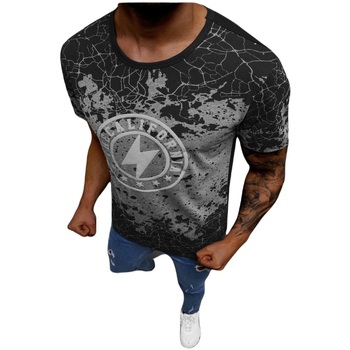 Textil Muži Trička s krátkým rukávem Ozonee Pánské tričko Prickly antracitová Šedá