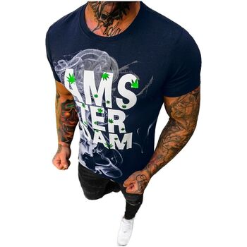 Textil Muži Trička s krátkým rukávem Ozonee Pánské tričko Entine tmavě modrá Tmavě modrá