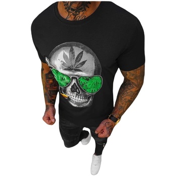 Textil Muži Trička s krátkým rukávem Ozonee Pánské tričko Anjelica černá Černá