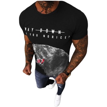 Textil Muži Trička s krátkým rukávem Ozonee Pánské tričko Quarters černá Černá