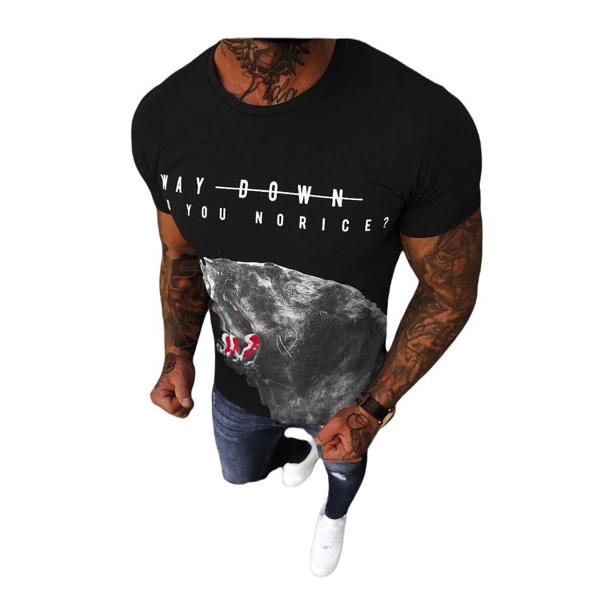 Textil Muži Trička s krátkým rukávem Ozonee Pánské tričko Quarters černá Černá