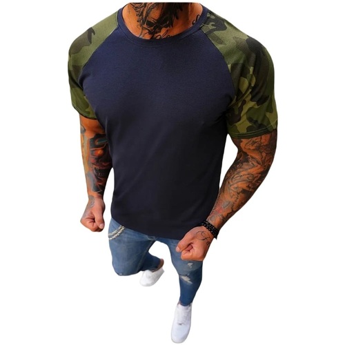 Textil Muži Trička s krátkým rukávem Ozonee Pánské tričko Shack tmavě modrá-maskáčová Maskáčová/Modrá tmavá