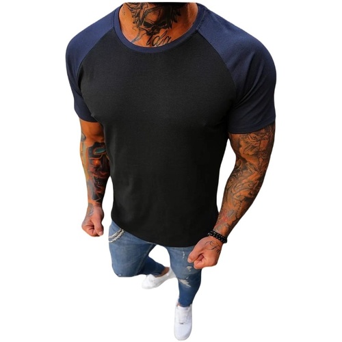 Textil Muži Trička s krátkým rukávem Ozonee Pánské tričko Shaft černá a tmavě modrá Černá/Modrá tmavá