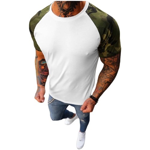 Textil Muži Trička s krátkým rukávem Ozonee Pánské tričko Scriven bílá-maskáčová Bílá/Maskáčová