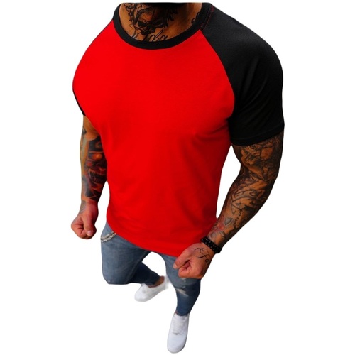 Textil Muži Trička s krátkým rukávem Ozonee Pánské tričko Post červená-černá Černá/Červená