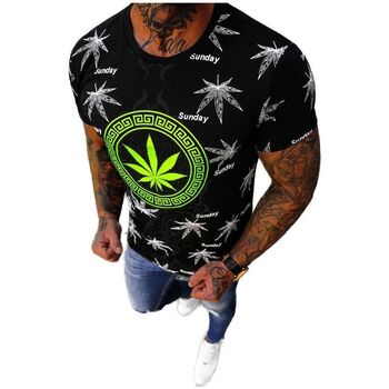 Textil Muži Trička s krátkým rukávem Ozonee Pánské tričko Gees černá Černá