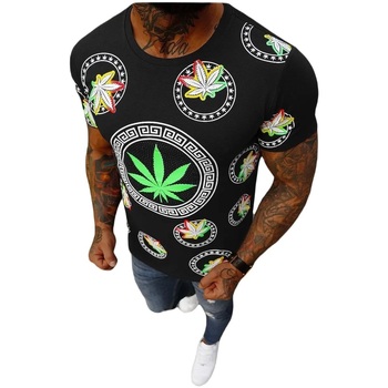 Textil Muži Trička s krátkým rukávem Ozonee Pánské tričko Moody černá Černá
