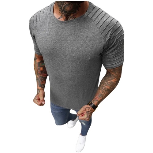Textil Muži Trička s krátkým rukávem Ozonee Pánské tričko Sonder antracitová Šedá