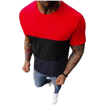 Ozonee Trička s krátkým rukávem Pánské tričko Leisure červená - Červená