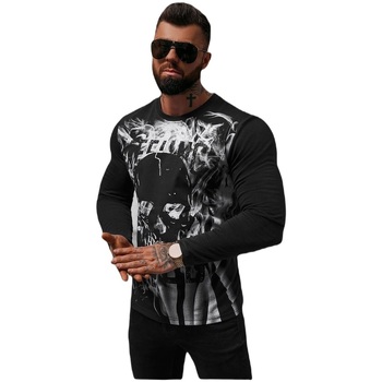Textil Muži Trička s krátkým rukávem Ozonee Pánské tričko s dlouhým rukávem Biig černá Černá