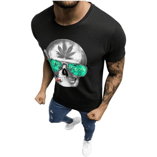 Textil Muži Trička s krátkým rukávem Ozonee Pánské tričko Daily černá Černá