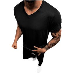 Textil Muži Trička s krátkým rukávem Ozonee Pánské tričko Kanror černá Černá