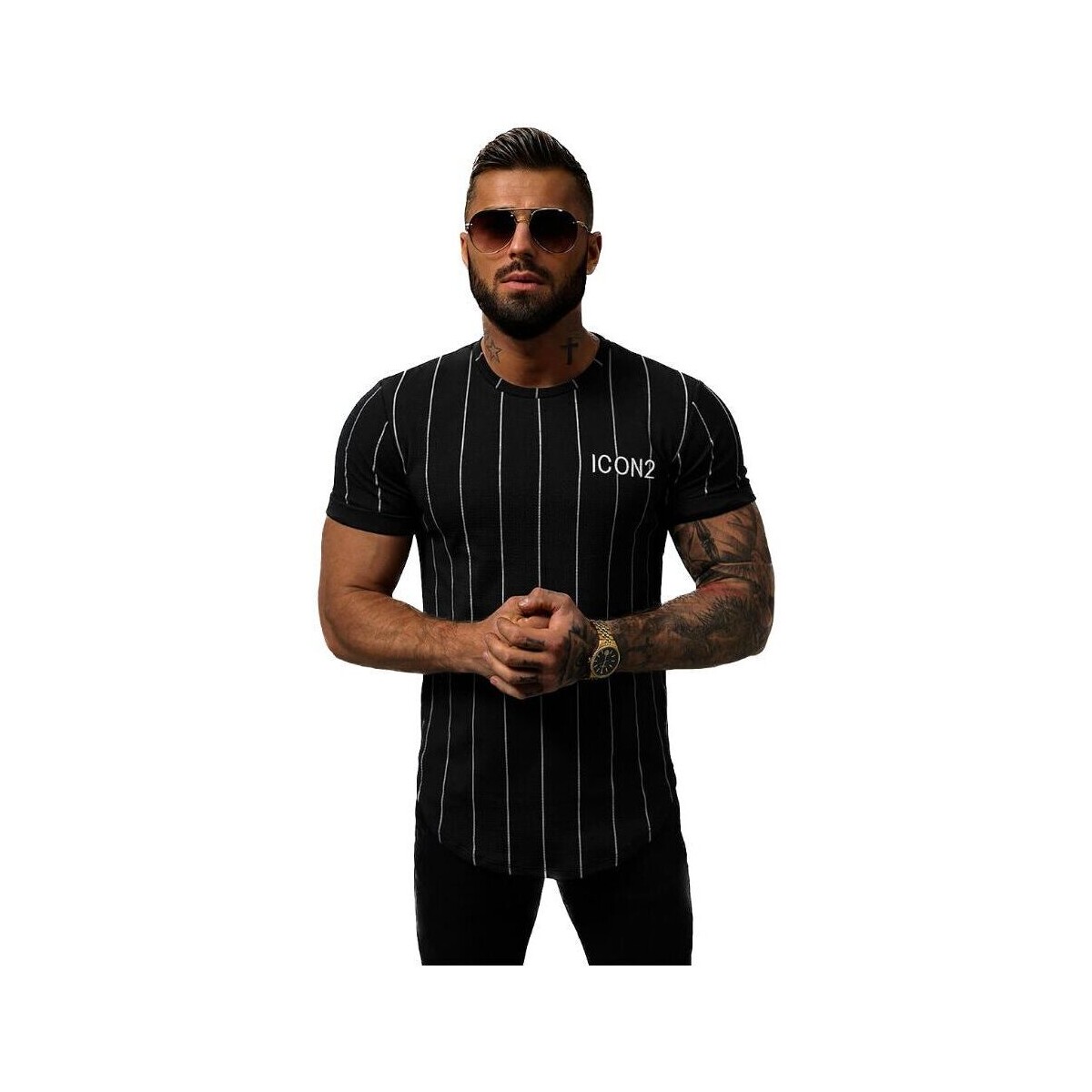 Textil Muži Trička s krátkým rukávem Ozonee Pánské tričko Sadaq černá Černá