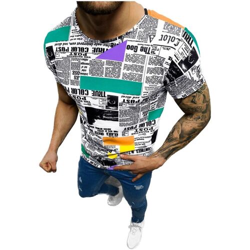 Textil Muži Trička s krátkým rukávem Ozonee Pánské tričko Ruennuna barevná Bílá/Černá