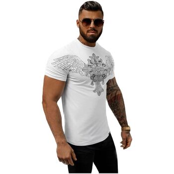 Textil Muži Trička s krátkým rukávem Ozonee Pánské tričko s potiskem Yyomu bílá Bílá