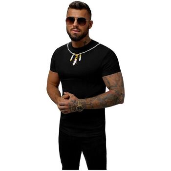 Textil Muži Trička s krátkým rukávem Ozonee Pánské tričko s krátkým rukávem Eimuh černá Černá