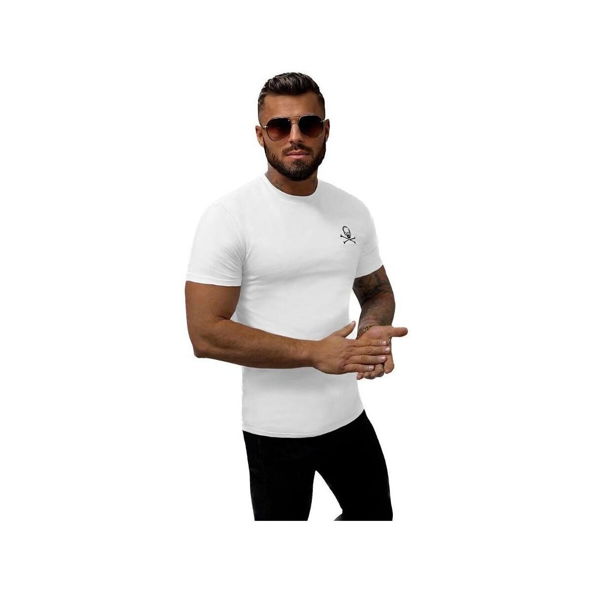 Textil Muži Trička s krátkým rukávem Ozonee Pánské tričko s krátkým rukávem Eera bílá Bílá