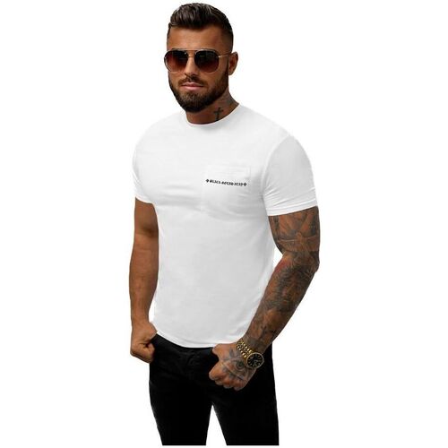 Textil Muži Trička s krátkým rukávem Ozonee Pánské tričko s potiskem Cha bílá Bílá